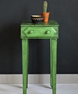 Antibes Green side table, Black Wax, Graphite Wall Paint Image 1